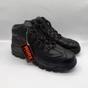 Red Wing Men's 12W  WORX Safety Steel Toe Shoes Black Leather EUC 5501-1 NEW